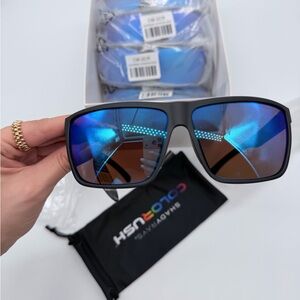 Colorush Men’s Polarized Sunglasses — Blue Mirrored Lenses, Matte Black Frame